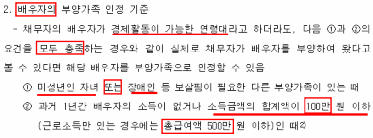 개인회생 추가생계비 (배우자) 인정기준 – 서울회생법원